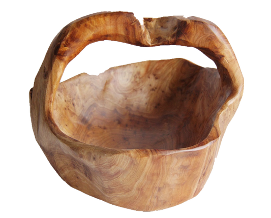 FUNCTIONAL ART is the best way to describe Greener Valley's stunning collection of stumps and roots that have been handcrafted into beautiful wine holders, cheese boards, platters, bowls and stools. Handcrafted from the roots and stumps of the Asian Cypress known as Shan Mu. These beautiful stools function equally well as a stool, end table or plant stand. Each piece is absolutely unique. This stool measures 24" high.