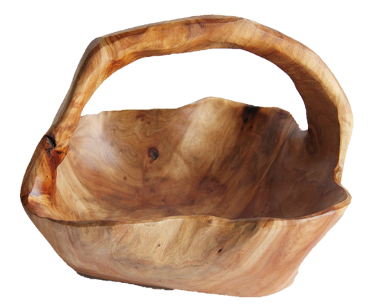 FUNCTIONAL ART is the best way to describe Greener Valley's stunning collection of stumps and roots that have been handcrafted into beautiful wine holders, cheese boards, platters, bowls and stools. Handcrafted from the roots and stumps of the Asian Cypress known as Shan Mu. These beautiful stools function equally well as a stool, end table or plant stand. Each piece is absolutely unique. This stool measures 24" high.