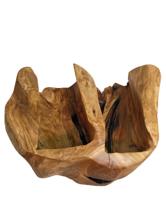 FUNCTIONAL ART is the best way to describe Greener Valley's stunning collection of stumps and roots that have been handcrafted into beautiful wine holders, cheese boards, platters, bowls and stools. Handcrafted from the roots and stumps of the Asian Cypress known as Shan Mu. These beautiful stools function equally well as a stool, end table or plant stand. Each piece is absolutely unique. This stool measures 24" high.