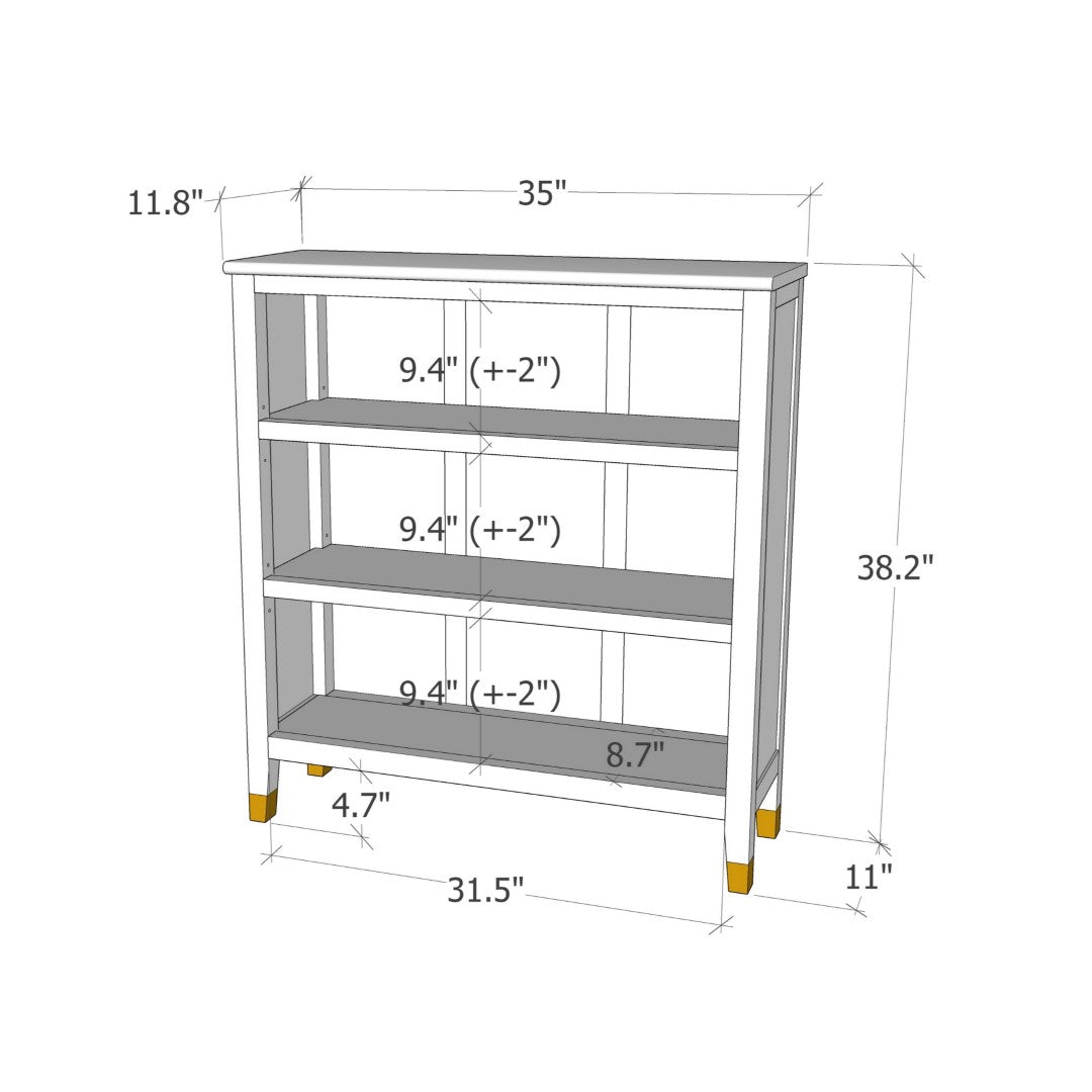 Greener Valley Bookcase with 3 Shelves - Short - B301