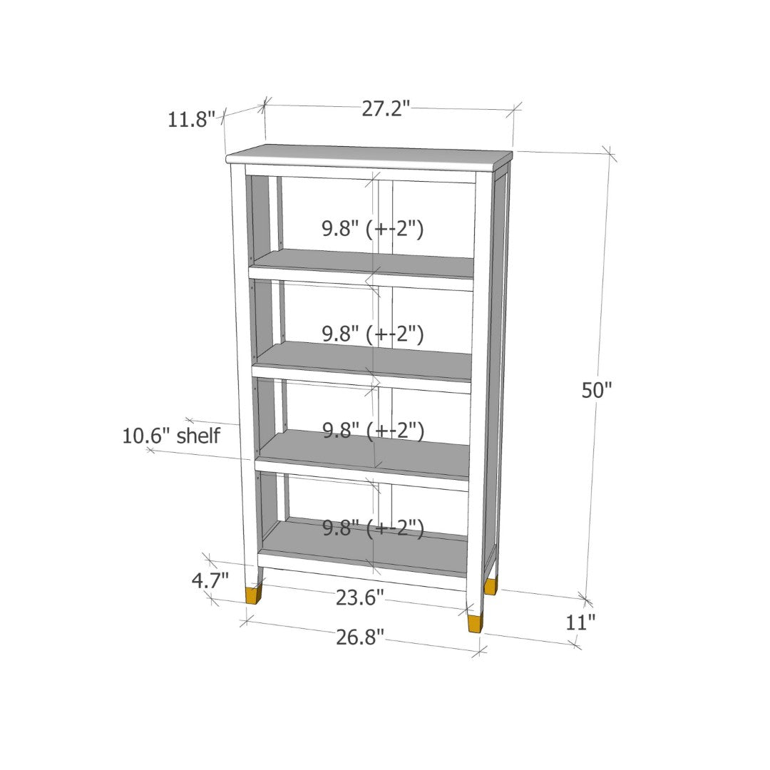 Greener Valley Bookcase with 4 Shelves - Medium - B308