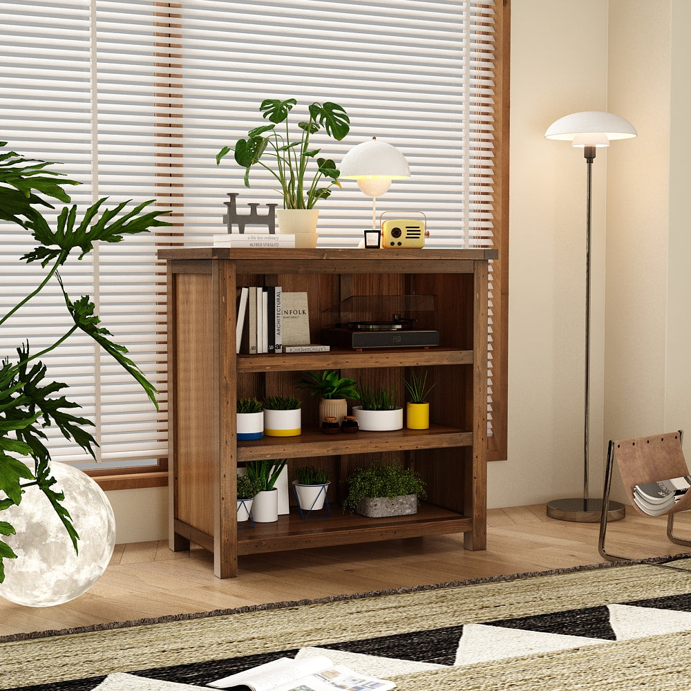 Greener Valley Solid Wood Denver Bookshelf with 3 Shelves - Short - DN301