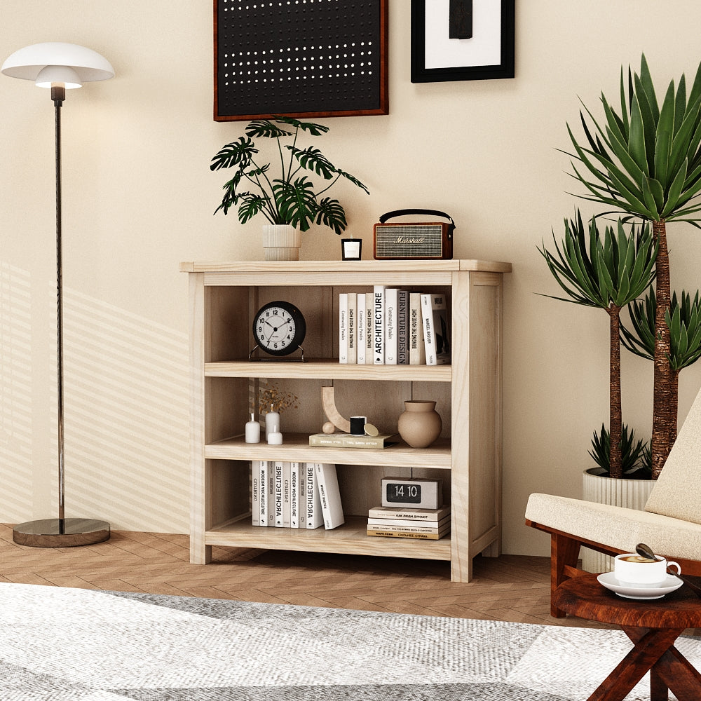 Greener Valley Solid Wood Mountainside Bookshelf with 3 Shelves - Short - MS301