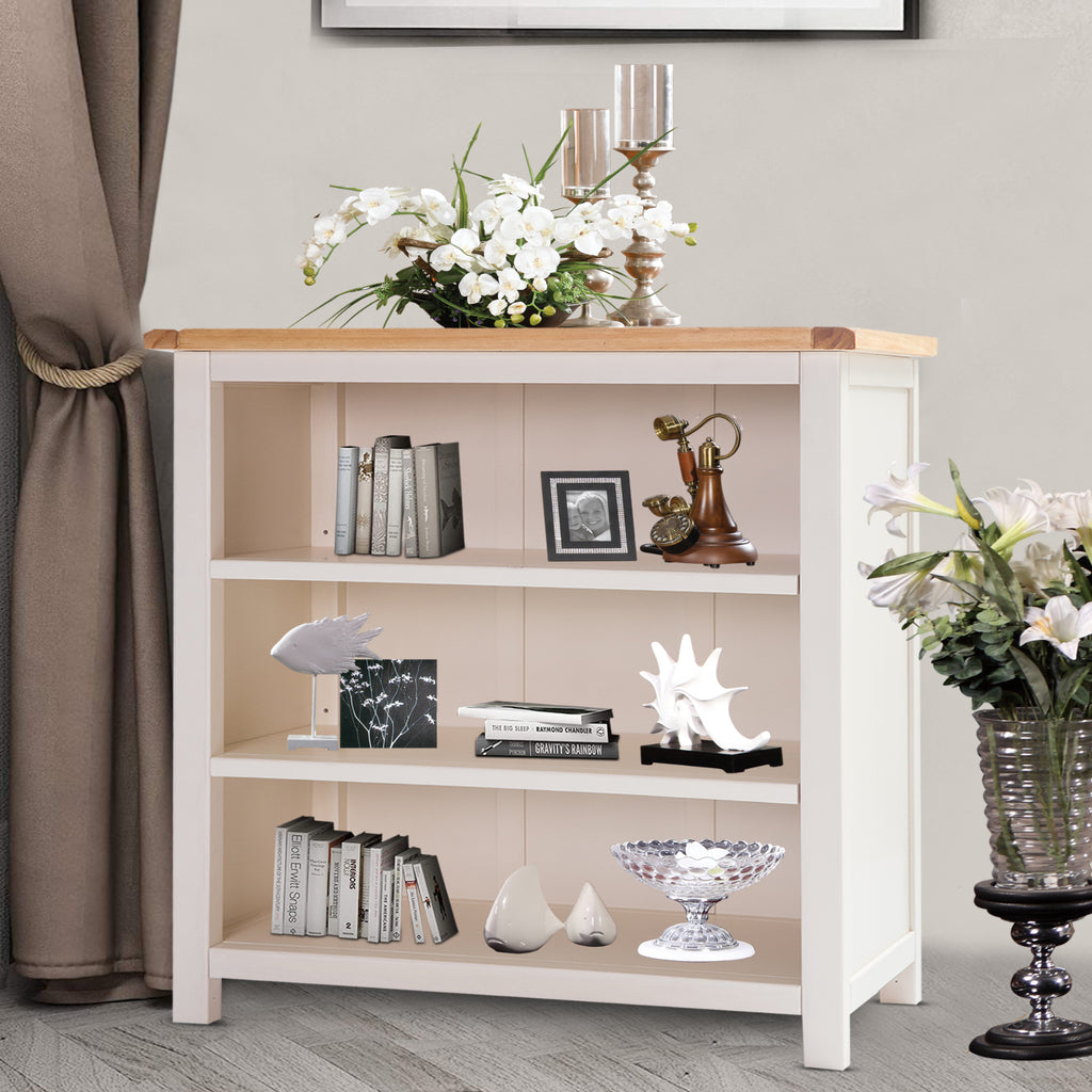 Greener Valley Solid Wood Waxed Bookshelf with 3 Shelves - Short - WA301
