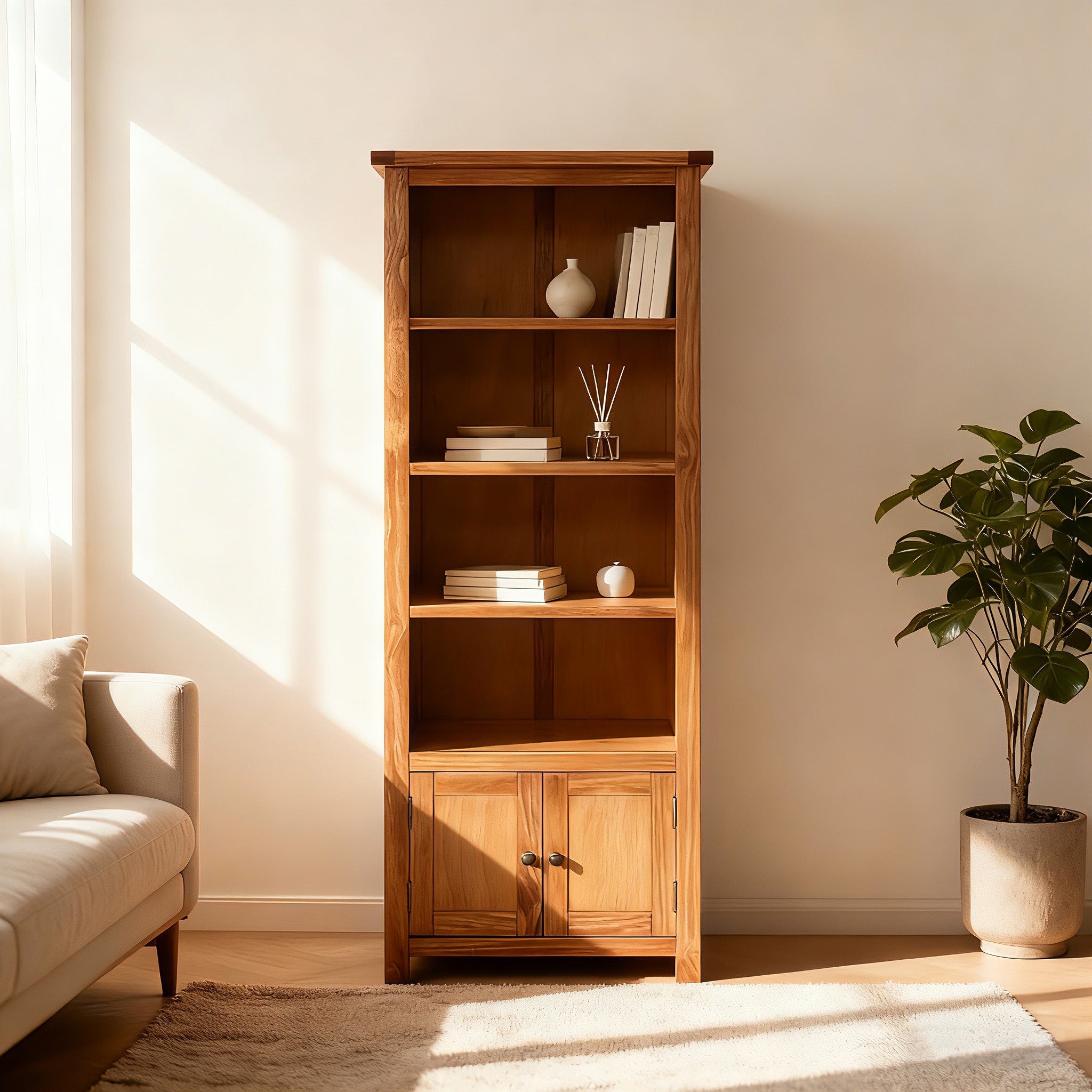 Greener Valley Tall Bookcase with Cabinets - M311