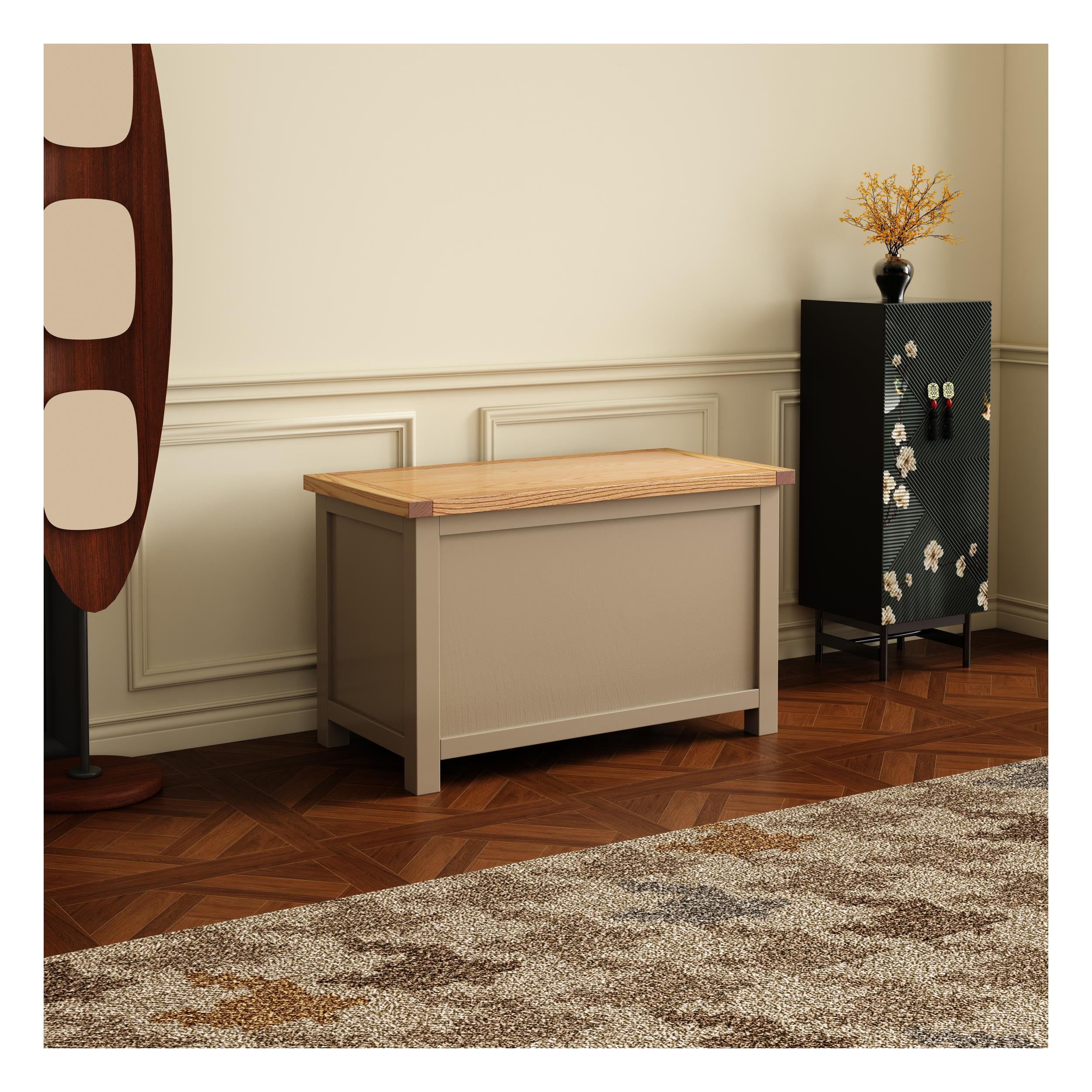Greener Valley Solid Wood Waxed Flip Top Storage Bench - WA108