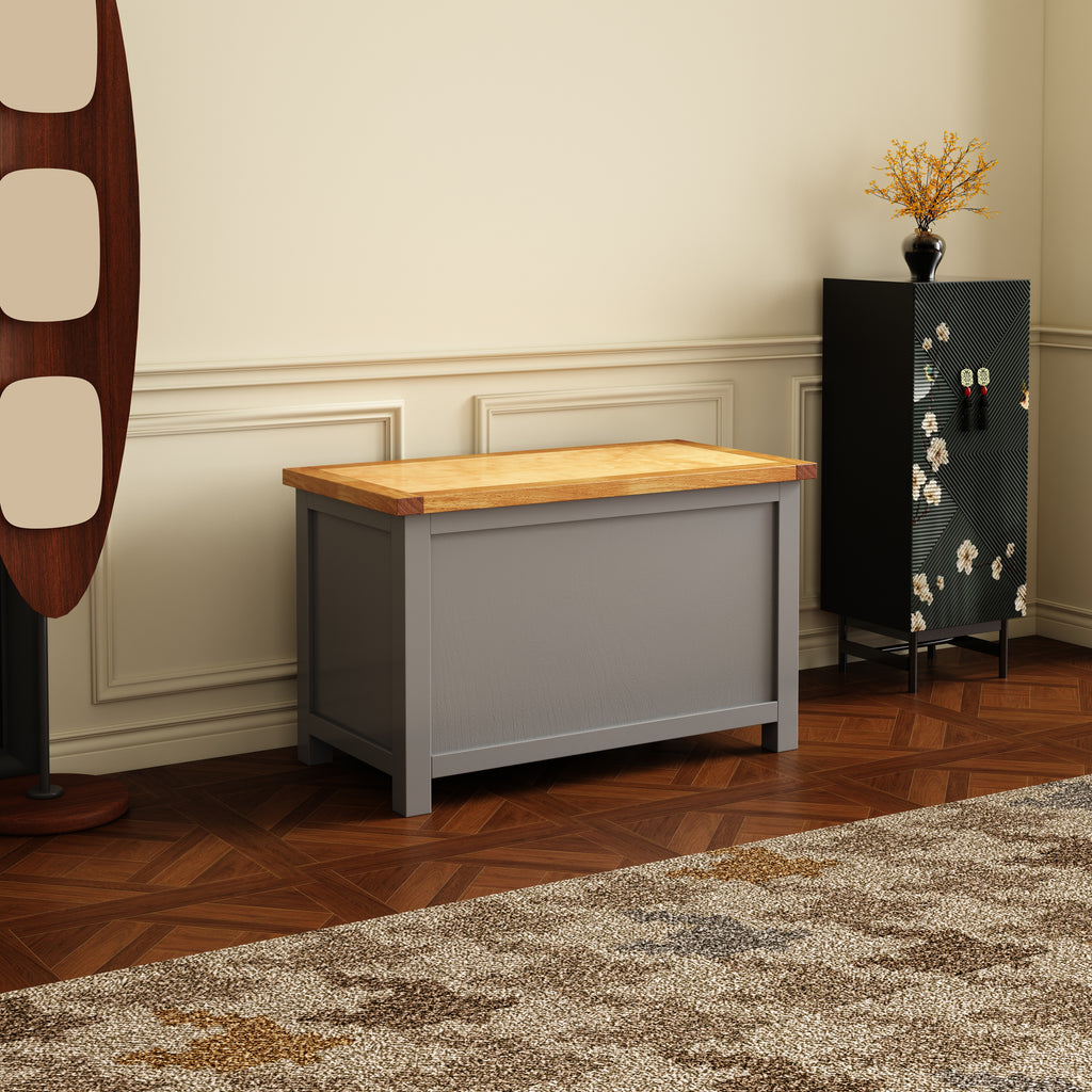 Greener Valley Solid Wood Waxed Flip Top Storage Bench - WA108