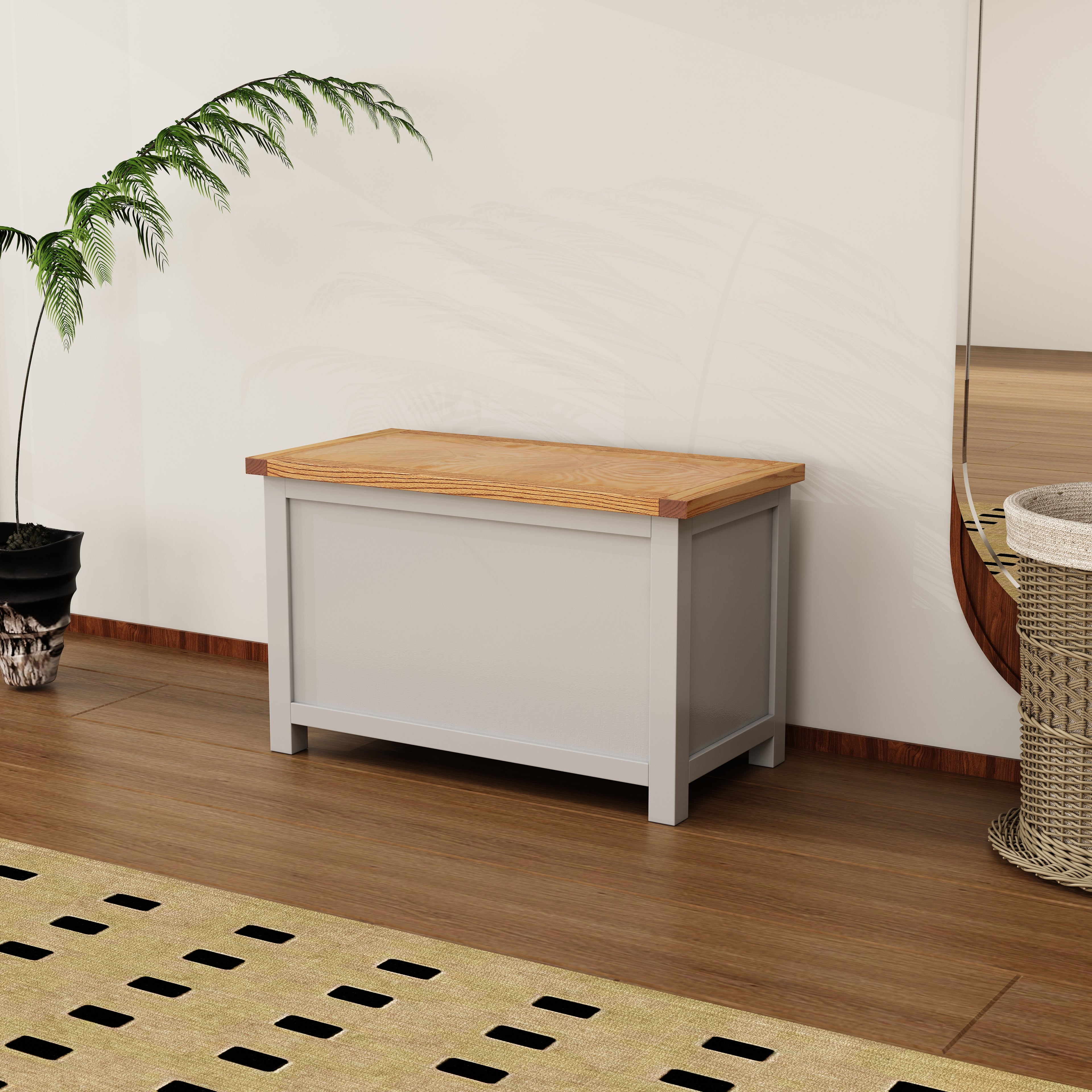 Greener Valley Solid Wood Waxed Flip Top Storage Bench - WA108