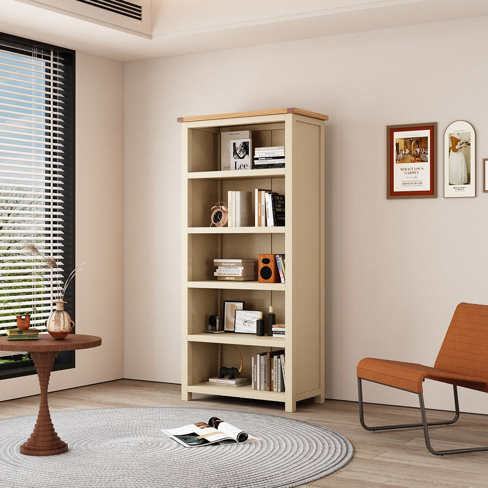 Greener Valley Solid Wood Waxed Bookshelf with 5 Shelves - Tall - WA302