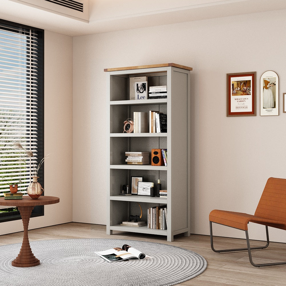 Greener Valley Solid Wood Waxed Bookshelf with 5 Shelves - Tall - WA302