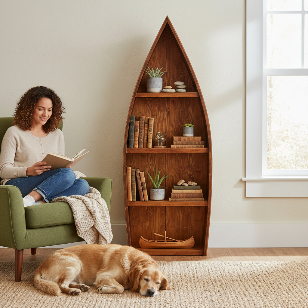 Greener Valley Canoe Shaped Bookcase - M500