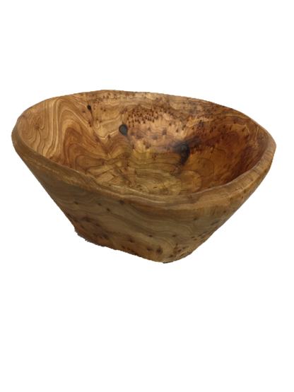 FUNCTIONAL ART is the best way to describe Greener Valley's stunning collection of stumps and roots that have been handcrafted into beautiful wine holders, cheese boards, platters, bowls and stools. Handcrafted from the roots and stumps of the Asian Cypress known as Shan Mu. These beautiful stools function equally well as a stool, end table or plant stand. Each piece is absolutely unique. This stool measures 24" high.