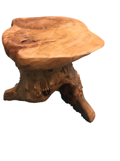 FUNCTIONAL ART is the best way to describe Greener Valley's stunning collection of stumps and roots that have been handcrafted into beautiful wine holders, cheese boards, platters, bowls and stools. Handcrafted from the roots and stumps of the Asian Cypress known as Shan Mu. These beautiful stools function equally well as a stool, end table or plant stand. Each piece is absolutely unique. This stool measures 24" high.