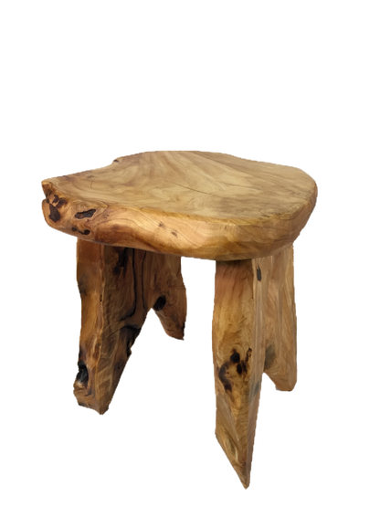 FUNCTIONAL ART is the best way to describe Greener Valley's stunning collection of stumps and roots that have been handcrafted into beautiful wine holders, cheese boards, platters, bowls and stools. Handcrafted from the roots and stumps of the Asian Cypress known as Shan Mu. These beautiful stools function equally well as a stool, end table or plant stand. Each piece is absolutely unique. This stool measures 24" high.
